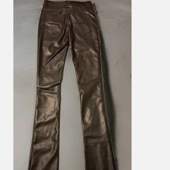 Rockstar Original Petrus Brown PU Stacked Flare Leather Jean Men's size 32 - Picture 8 of 11